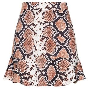 Taupe Verity Snake Print Flippy Hem Mini Skirt